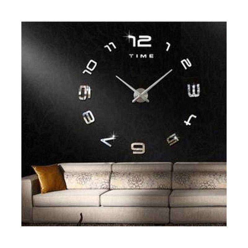 Jual Third Party 3M007S DIY 3D Jam Dinding - Silver [Besar