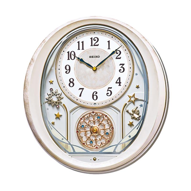 Promo Seiko QXM370P Melodies in Motion Musical Wall Clock Jam Dinding