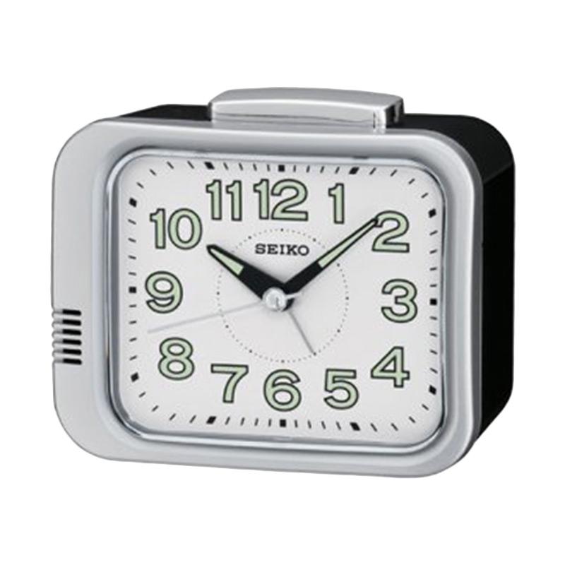 Promo SEIKO QHK028S Lumibrite Quiet Sweep Analog Alarm Clock Silver