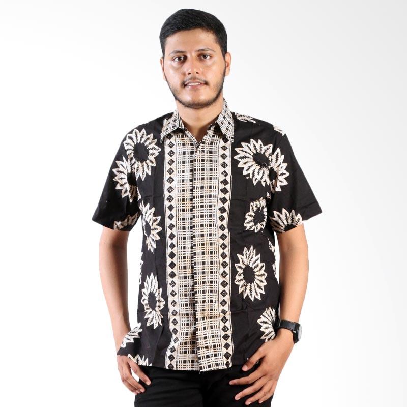 Jual Batik Nulaba Cap Daun Matahari Monochrome Lengan