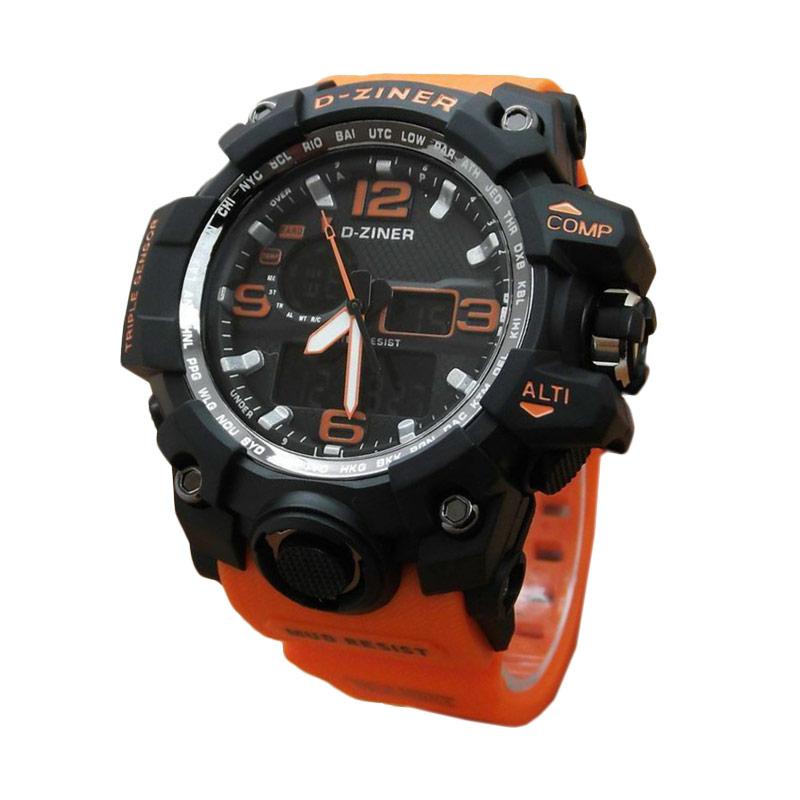 jual d ziner dz0533 dual time jam tangan pria karet orange hitam harga jual d ziner dz0533 dual time jam tangan pria karet orange hitam harga