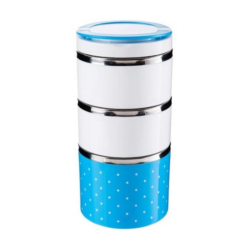 Jual MIIBOX Lunch Box Stainless Polkadot Rantang - Biru [3