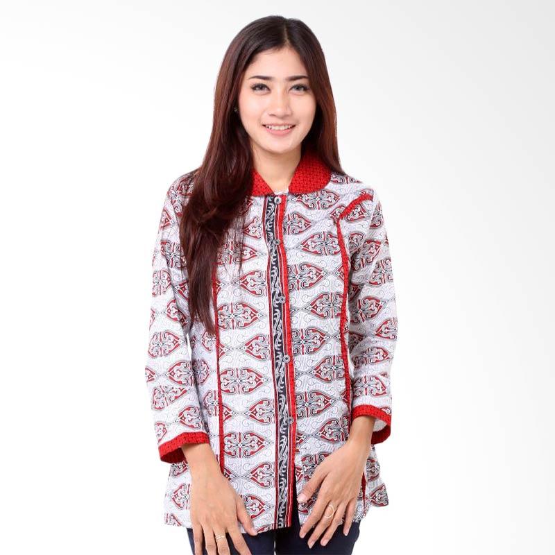 Jual Batik Distro BA7798 Blus Kantor Panjang Atasan Wanita