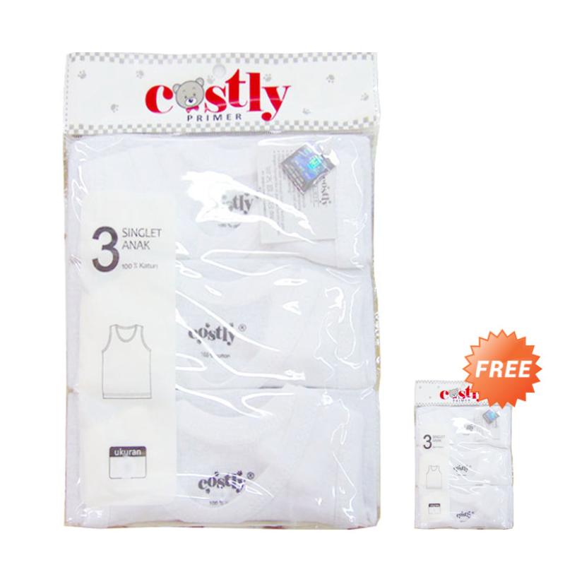 Jual Costly Buy 1 Get 1 Free Singlet Dalam Putih [Isi 3pcs Gratis 3pcs