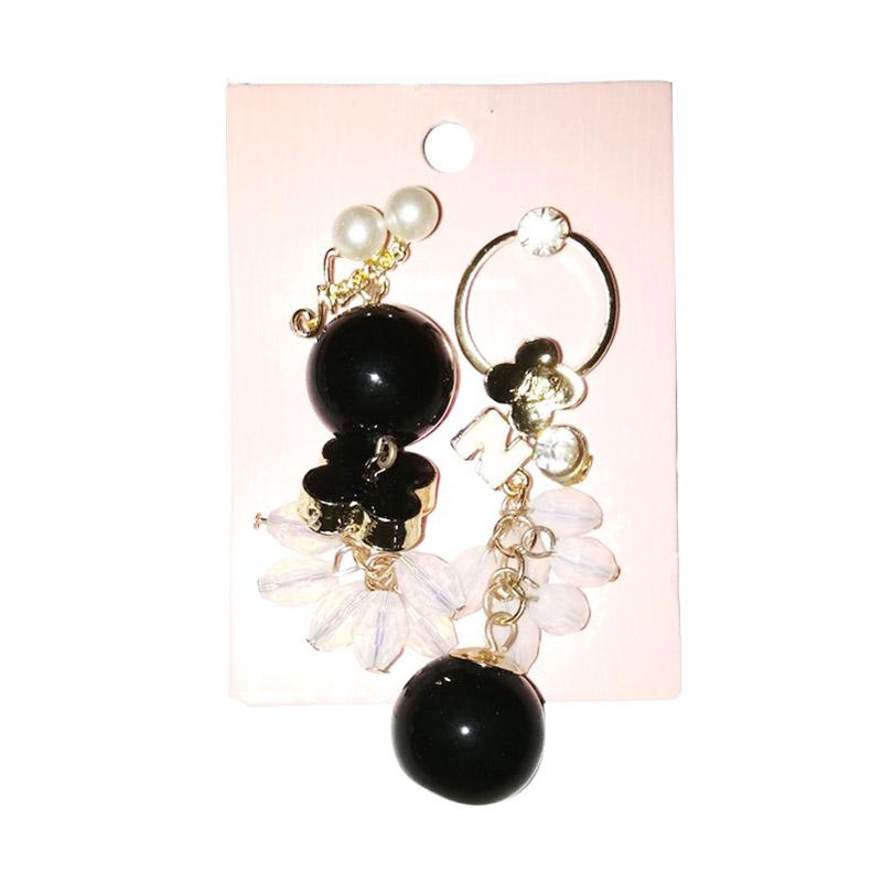 jual anneui ee0281 anting gantung korea model mutiara kanan kiri berbeda black harga jual anneui ee0281 anting gantung korea model mutiara kanan kiri berbeda black harga