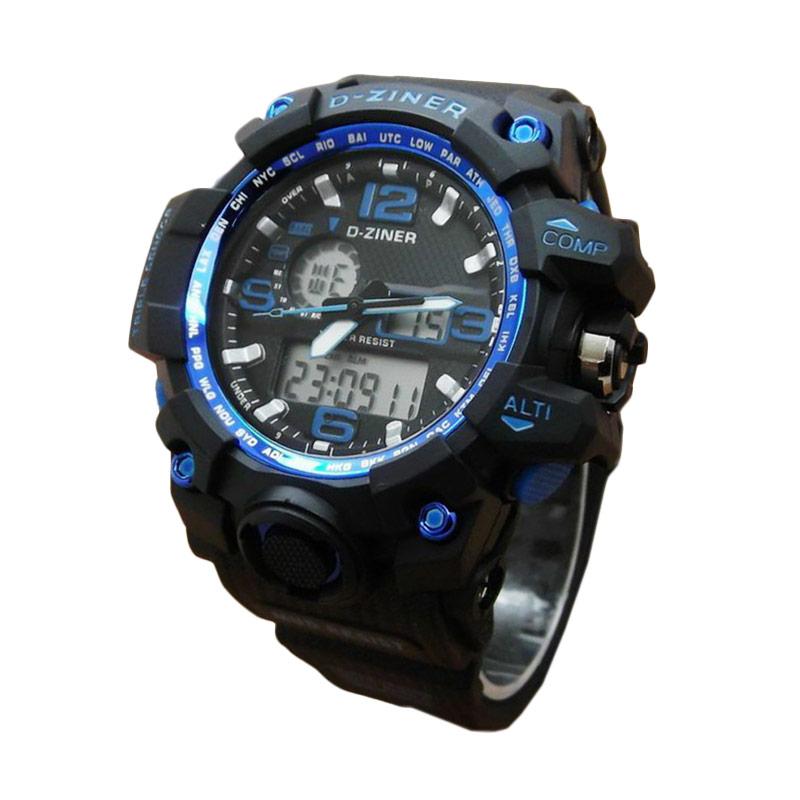 Harga D-Ziner DZ0533 Dual Time Strap Karet Jam Tangan Pria