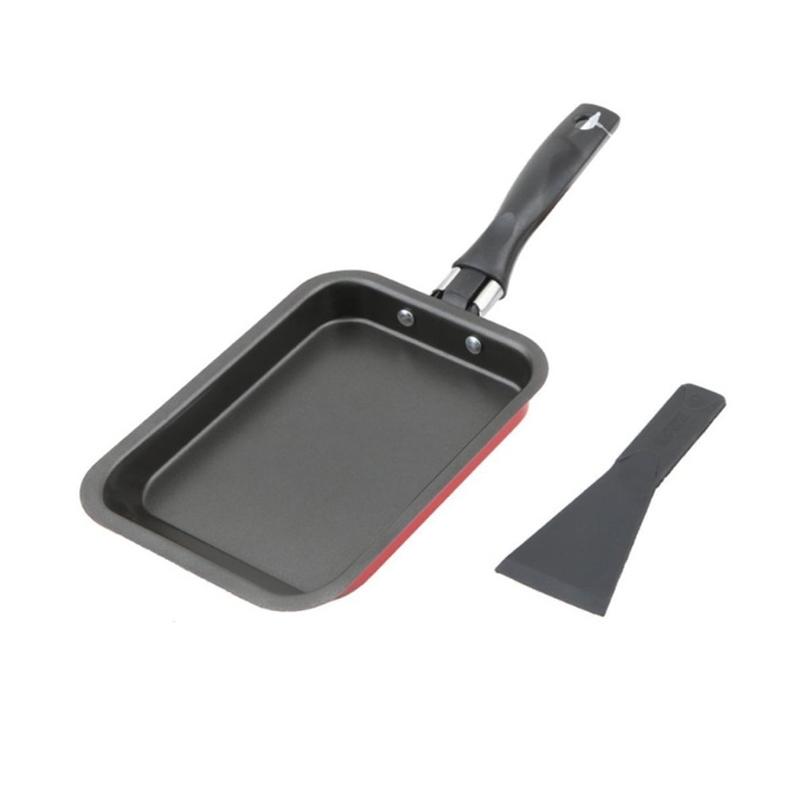 Jual Square Omelette Tamagoyaki Fry Pan with Spatula Merah di Seller