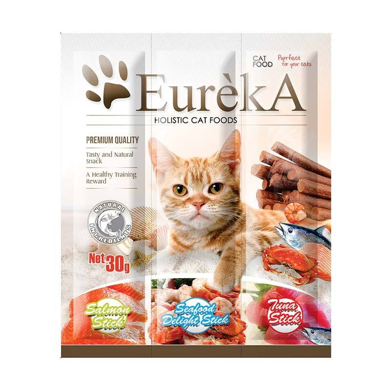 Jual 2pcs Eureka Holistic Cat Foods Tuna Salmon Seafood Sticks Snack Kucing [30 g] di Seller