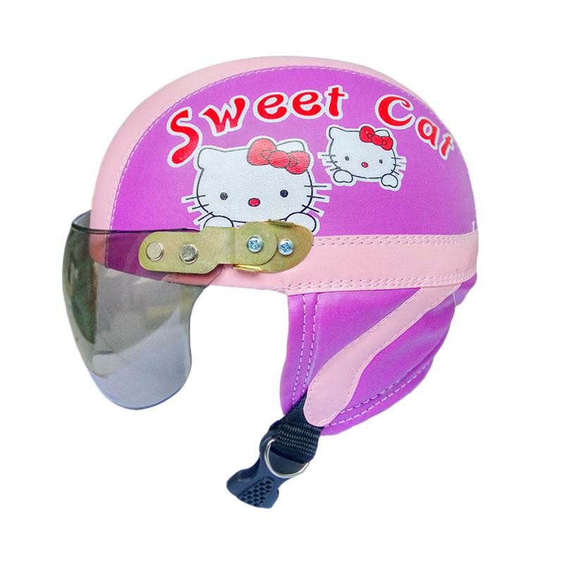 Jual JBX Helmet Lucu Motif Helo Kitty Helm  Anak  Ungu 