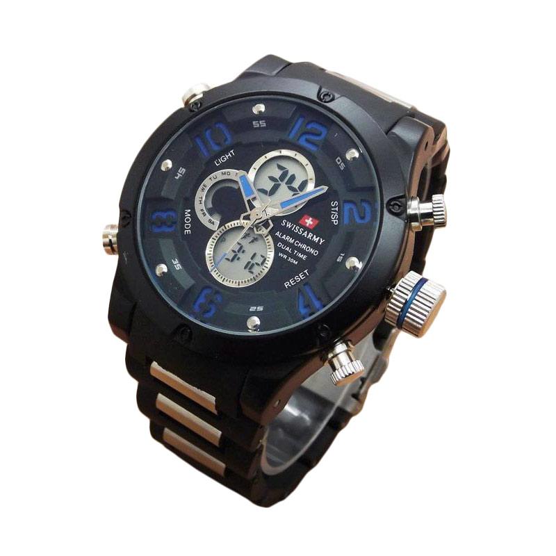 Jual Swiss Army jam Tangan Pria Rubber Strap Dual Time 