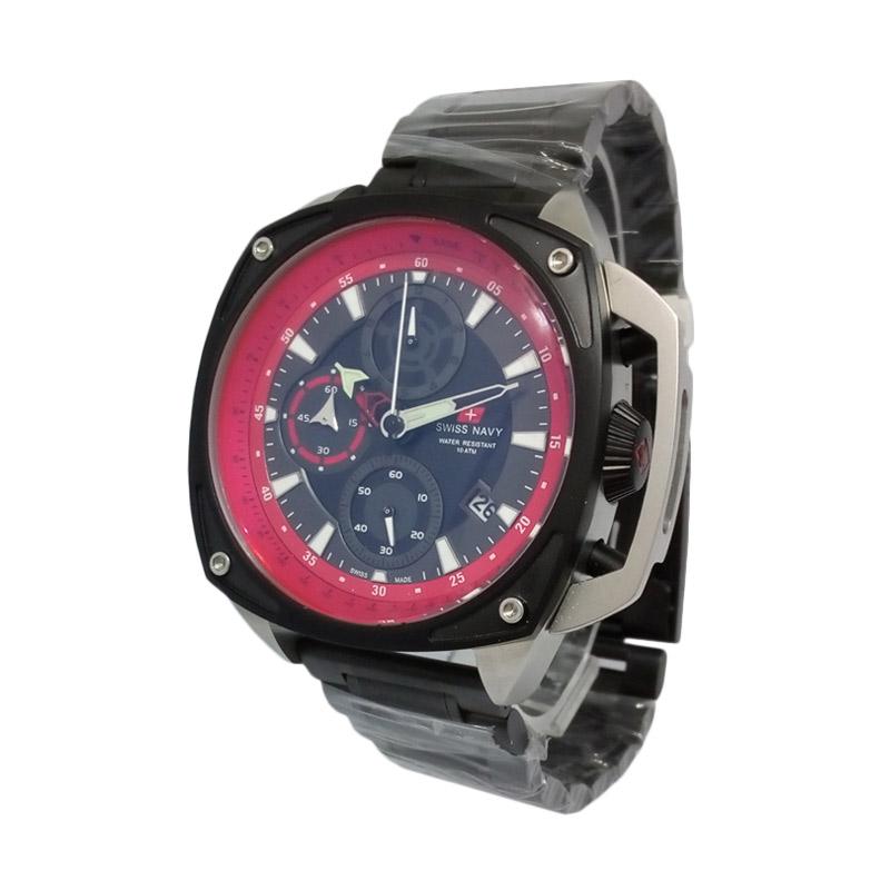 jual swiss navy chronograph tali rantai jam tangan pria hitam merah 620003 a harga jual swiss navy chronograph tali rantai jam tangan pria hitam merah 620003 a harga