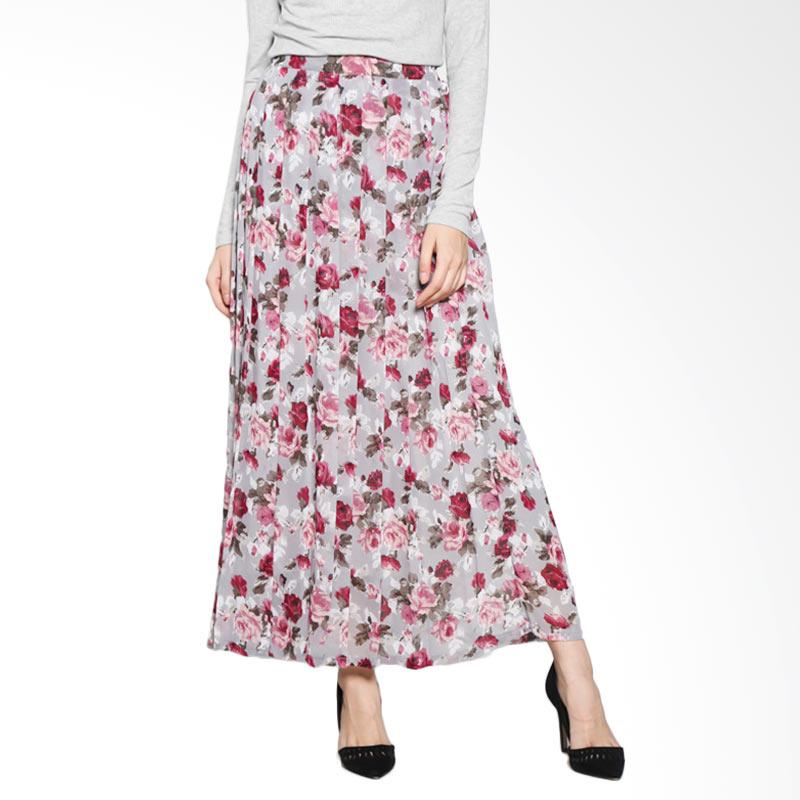 Jual Papercut Modest Wear Gala Flower Long Skirt - Grey