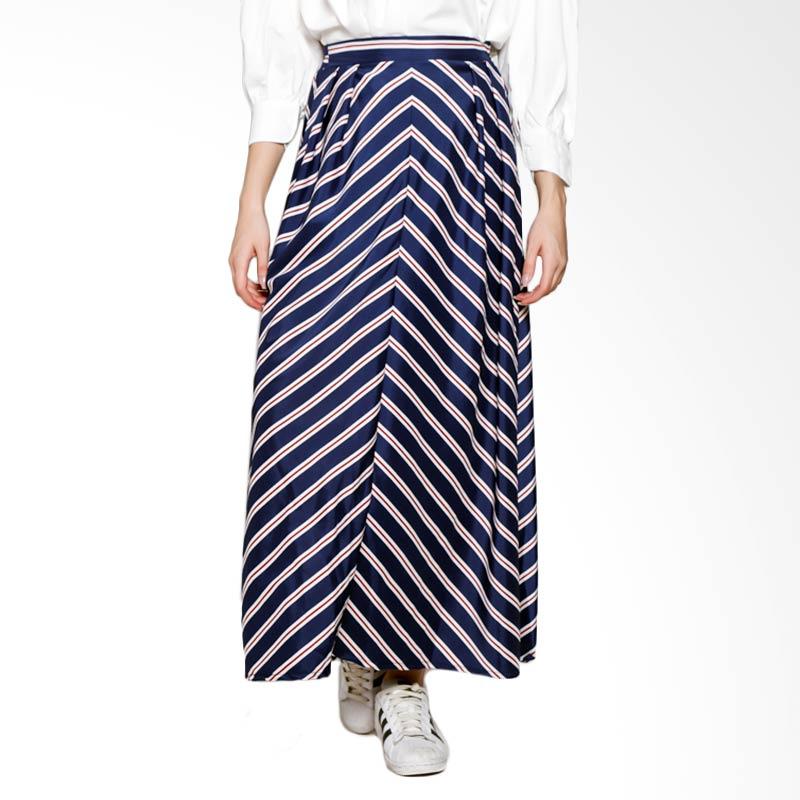 Jual Papercut Modest Wear Gala Stripe Long Skirt - Navy
