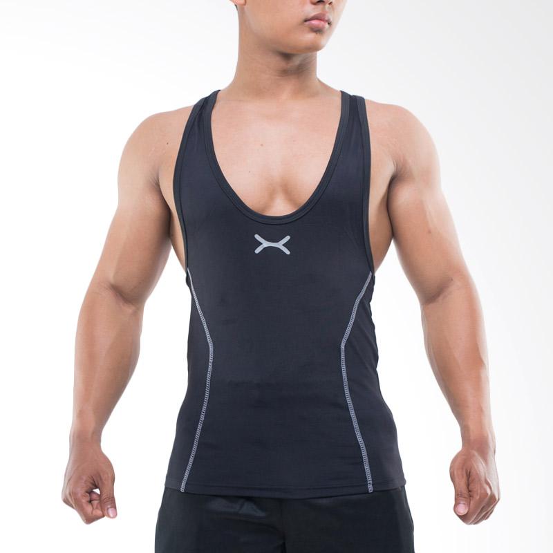 Jual FLEX Singlet Black Low Cut Grey Logo Print with Line