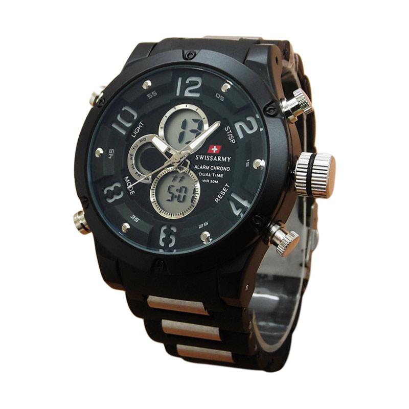 Jual Swiss Army Dual Time SA65607AD Jam Tangan Pria - Black White di