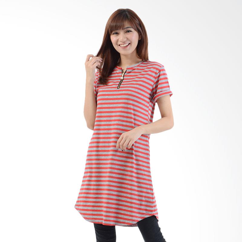 Jual Jfashion Seleting Corak Salur Tunik Tangan Pendek