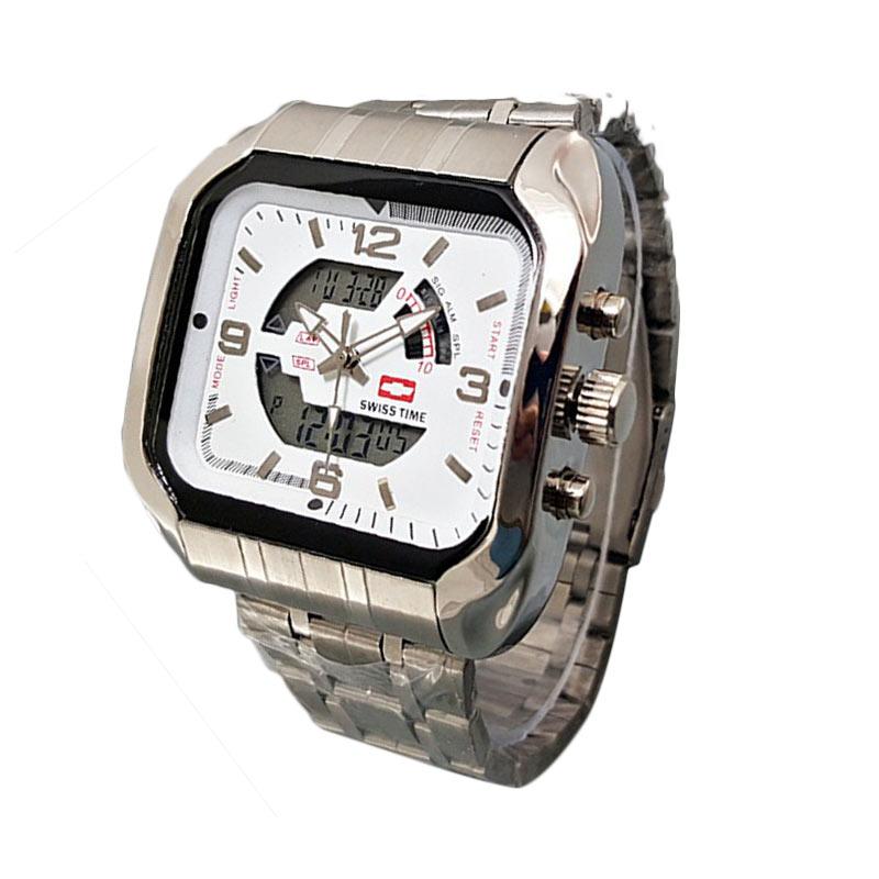 Harga Swiss Army dual time - Jam Tangan Pria - SA 0054 white - PriceNia.com