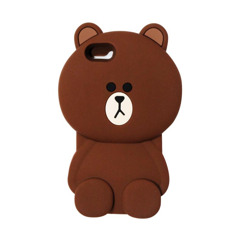 Jual QCF Karakter 3D Bear Brown Line Edition Silicon Softcase Casing