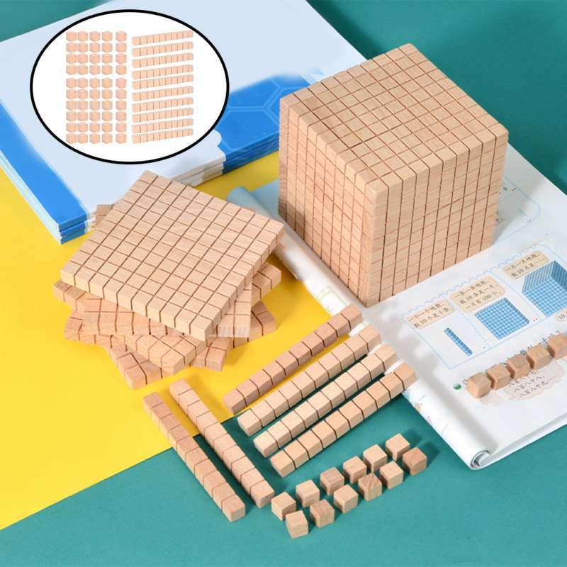 Promo Montessori DIY Wooden Base Ten Blocks Math Manipulative Early Math Learning Package A