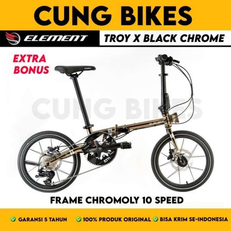 Jual Sepeda Lipat 16 Inch Folding Element Troy Uv X10 Black Chrome 10