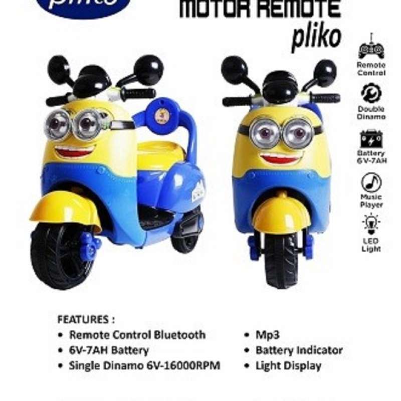 Jual MAINAN MOTOR AKI ANAK MINION PLIKO PL-1508N di Seller Venuss