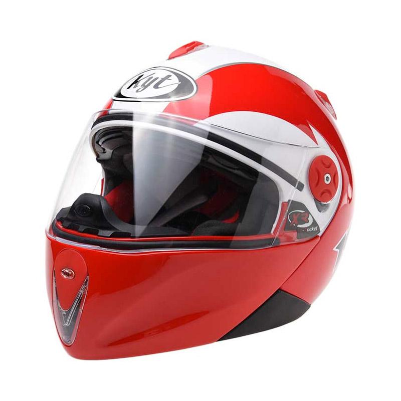 Promo KYT X Rocket Retro Helm Full Face White Red Diskon 50 di