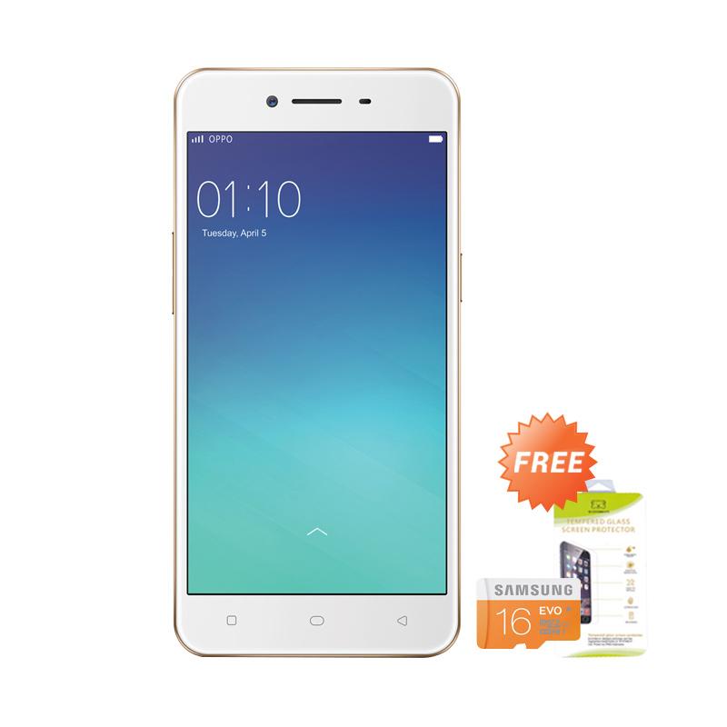 Jual OPPO A37F Smartphone - Gold [16GB/ 2GB] + Free MMC 16GB + Tempered