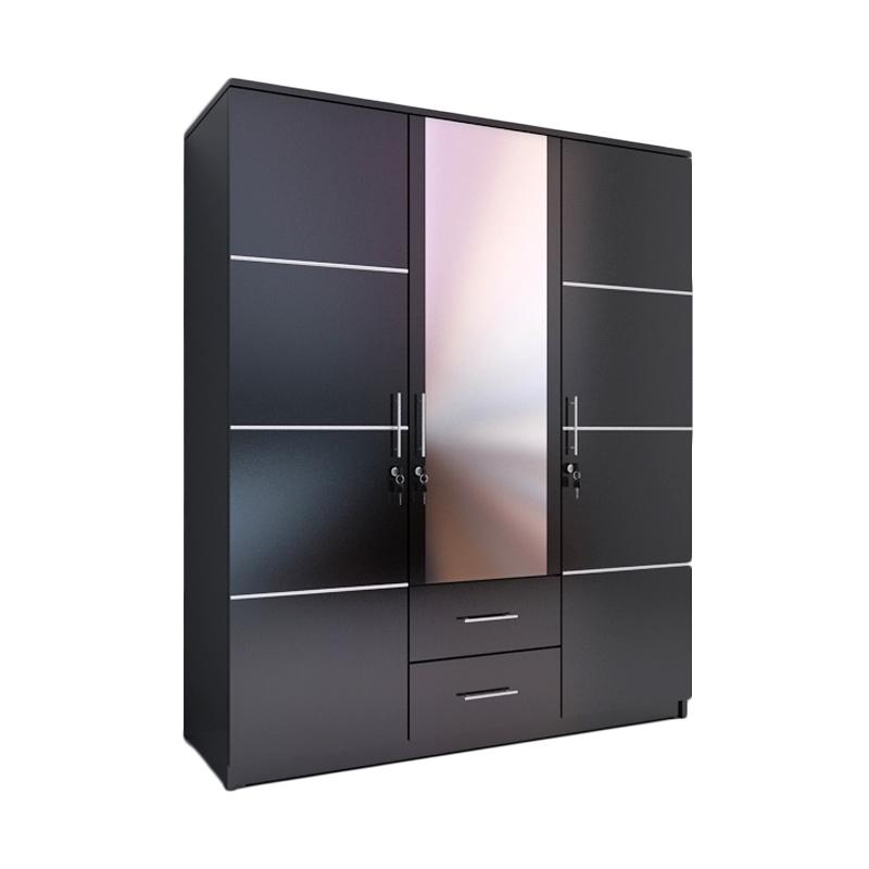 Jual Ben Furniture Lemari  Pakaian Black 3  Pintu  Online 