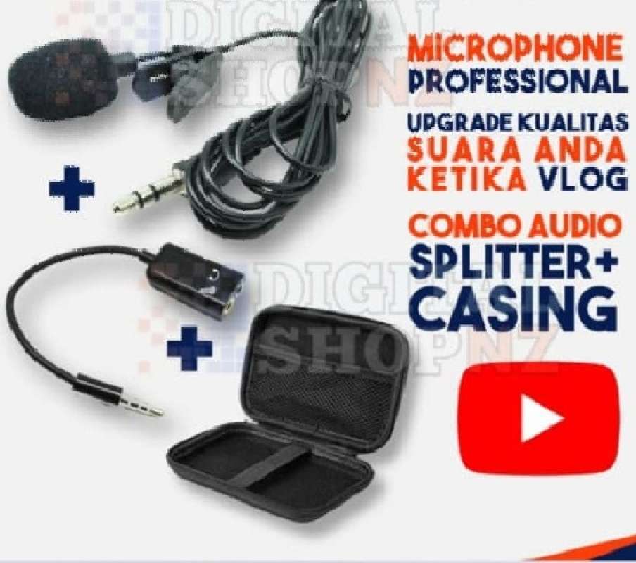 Jual PAKET KOMPLIT Microphone Clip On + Splitter + Casing untuk Rapat