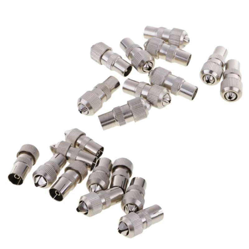 Promo 20pcs RF Coaxial Cable TV Aerial Lead Female/Male Plug Connector
