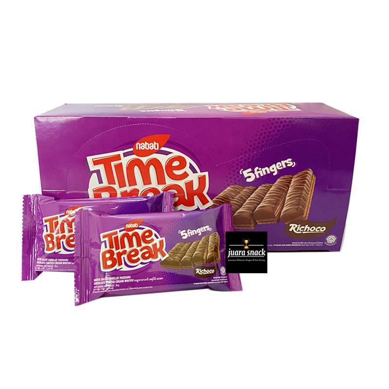 Jual Nabati Time Break 5fingers Wafer Krim Salut 20x20g Coklat Di