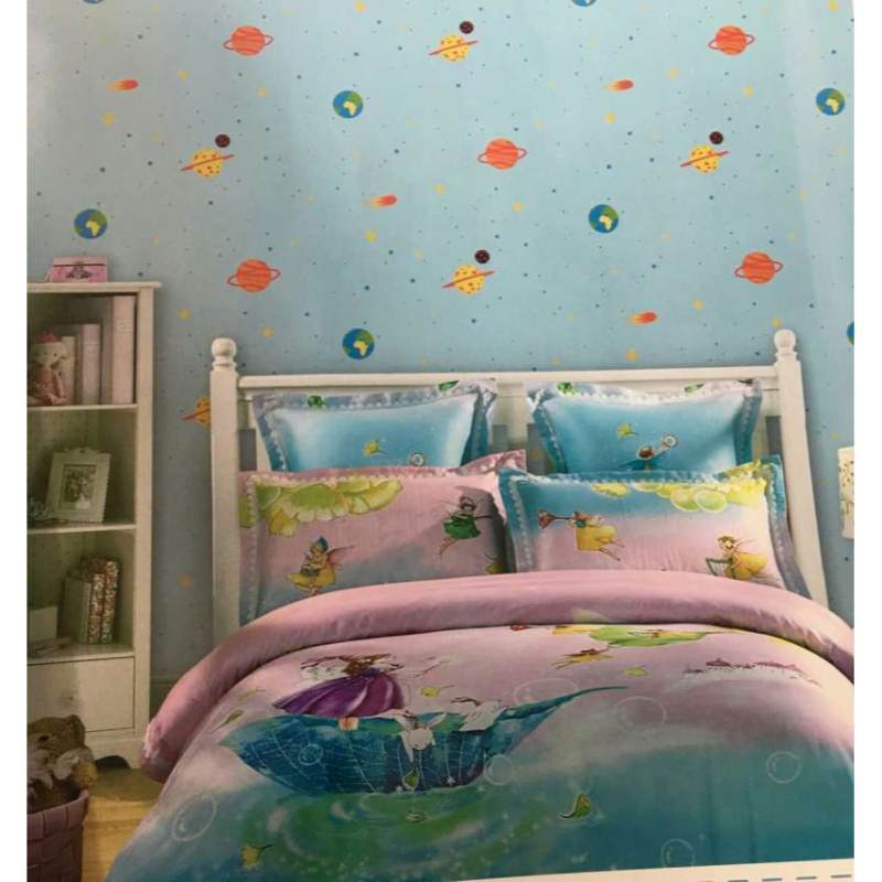 Jual Wallpaper Dinding Anak Motif Planet Luar Angkasa Simple Minimalis 