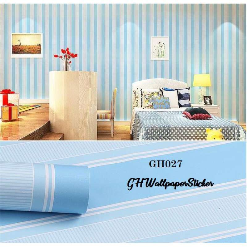 Jual WALLPAPER STICKER DINDING MOTIF SALUR BIRU GH027 di Seller waroeng