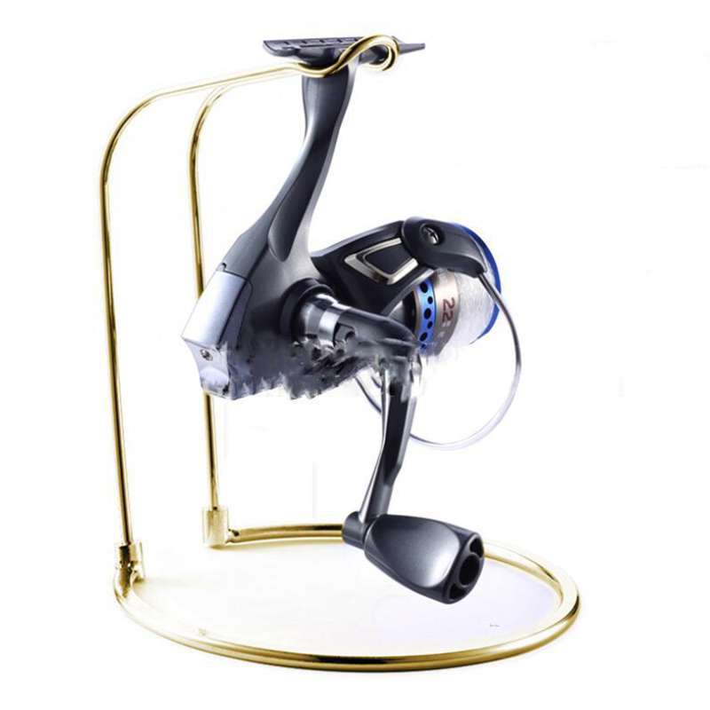Jual Sturdy Fishing Reel Display Stand Holder Spinning Reel Rack Golden