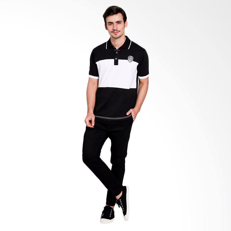 Jual LGS Slim Fit Kaos Polo Pria - Black White [JTS.324