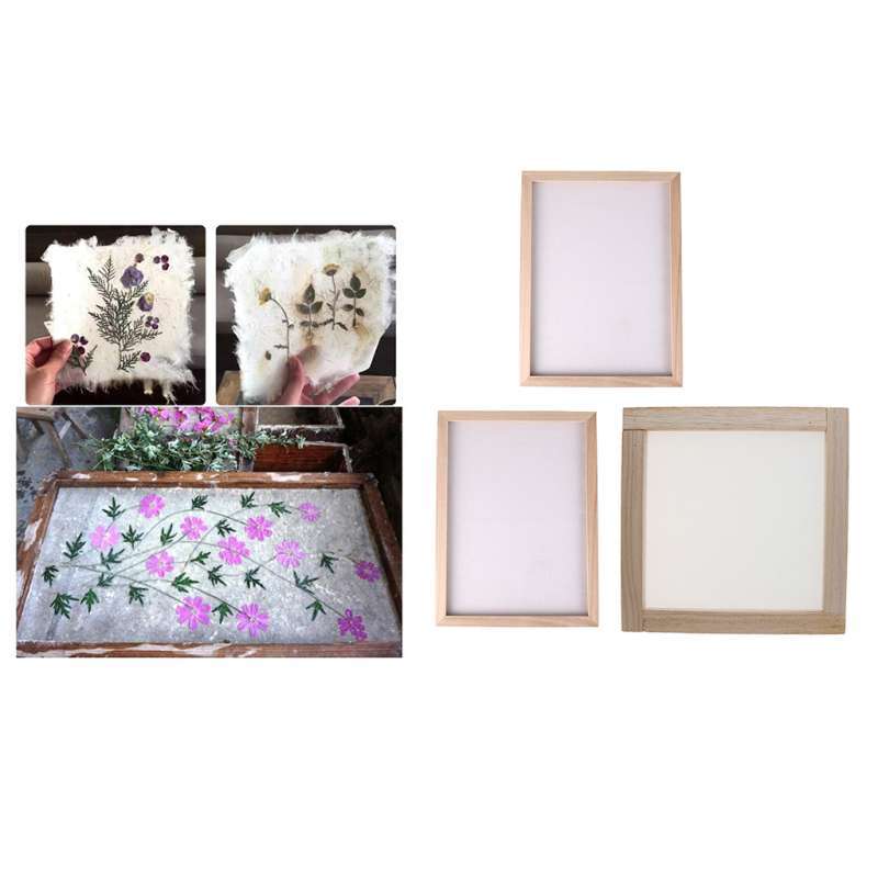 Promo 3x Ancient Wooden Paper Making Mesh Mould Screen Frame DIY Art