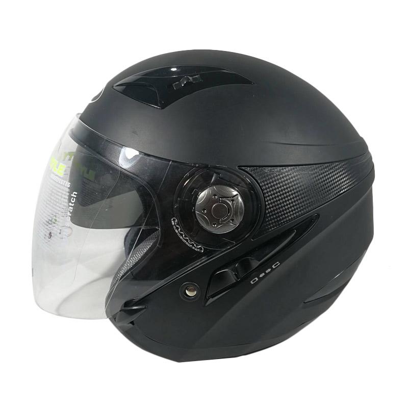 Jual MDS Zarra Solid Black Doff Black Matt Helm Half Face XL di