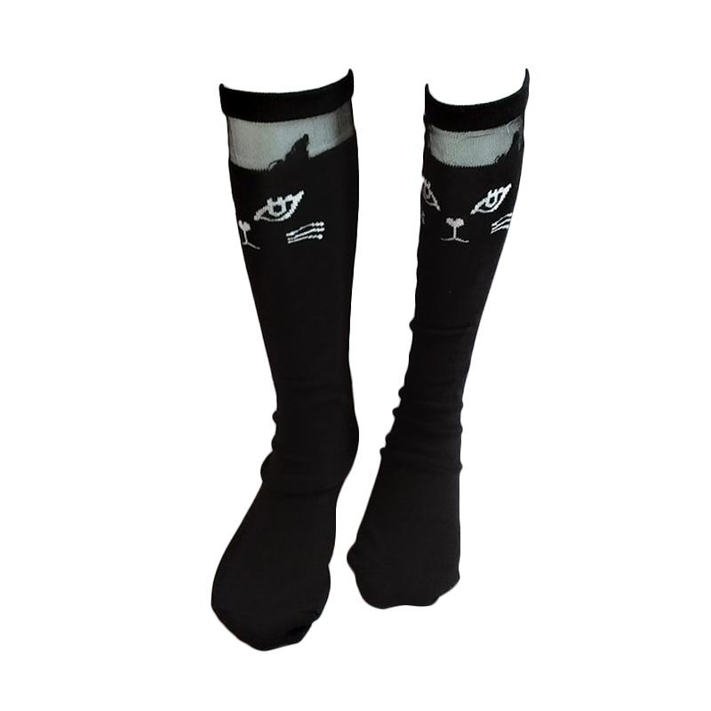 Promo GBS Girls Sock Panjang Cat Kaos Kaki Anak - Black di Seller