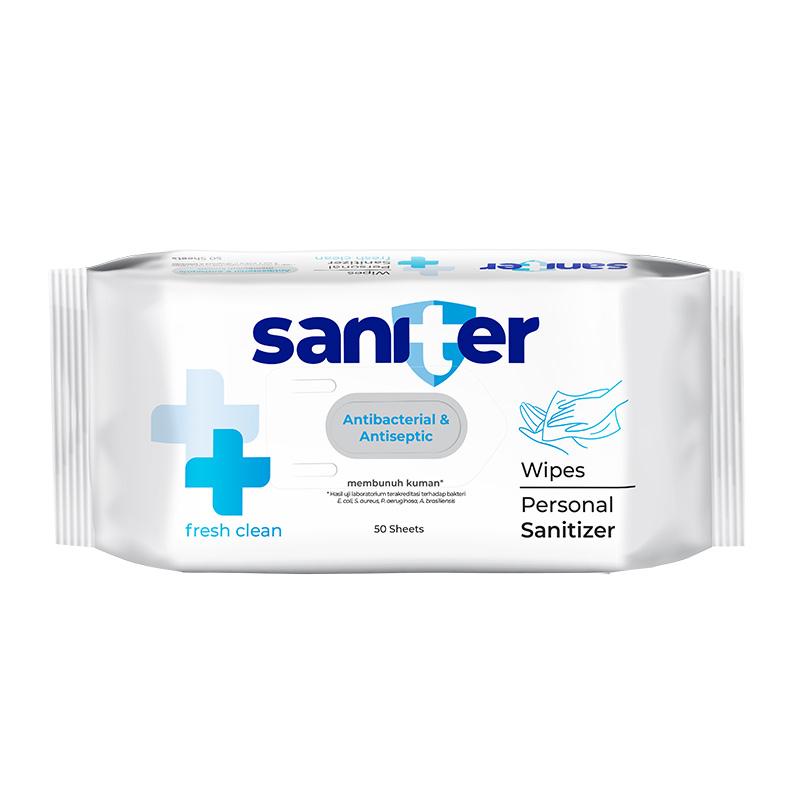 Promo Saniter Antibacterial & Antiseptic Personal Sanitizer Wipes Tisu