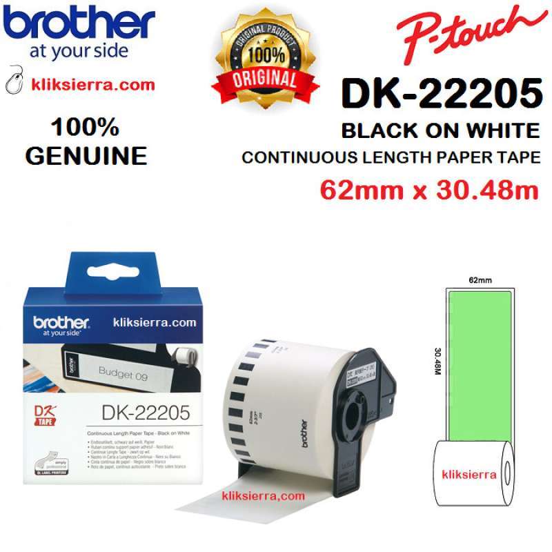 Promo BROTHER DK22205 Continuous Paper Roll (62mm x 30.48m) Label