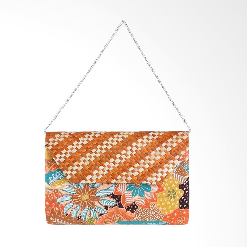 Jual Papercut Batik Mix Anyaman Pandan Bunga ARN017 Clutch