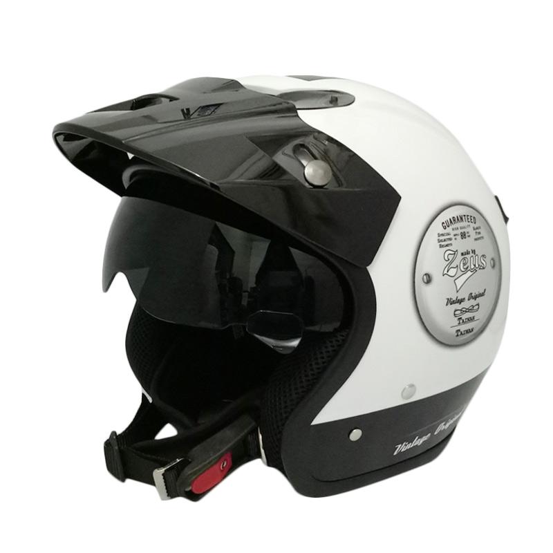 Jual Zeus ZS381 Retro Helm Half Face White/K25 Black L di Seller