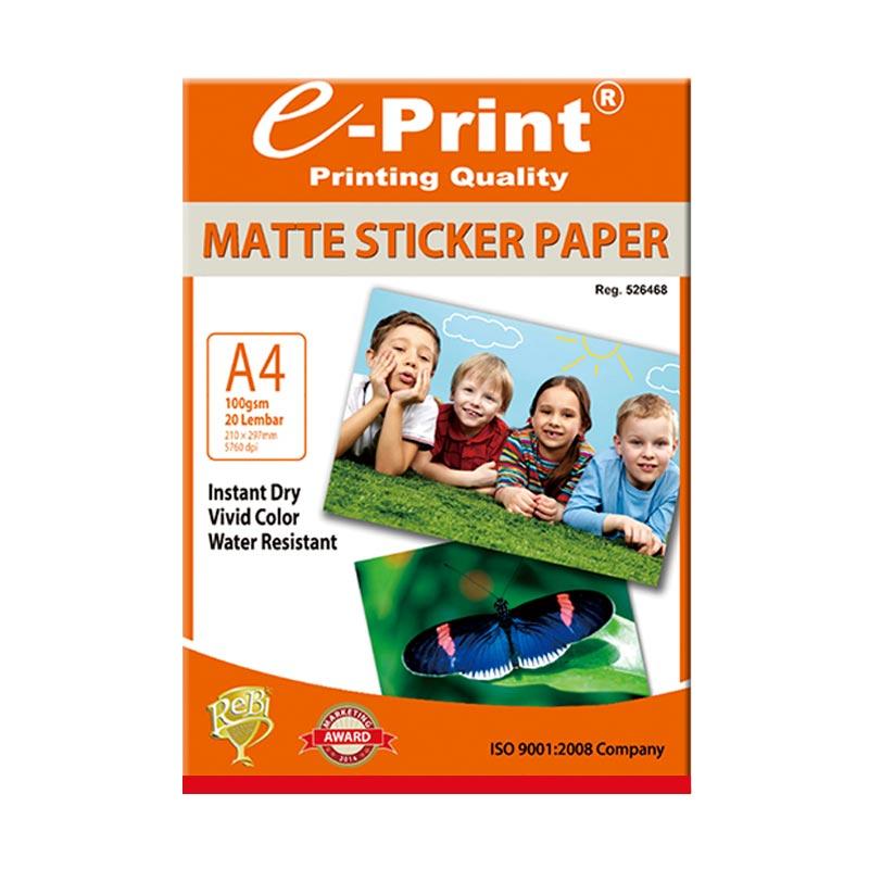 Promo EPrint Sticker Matte Photo Paper A4 [100 gsm/ 20 Sheet] Putih