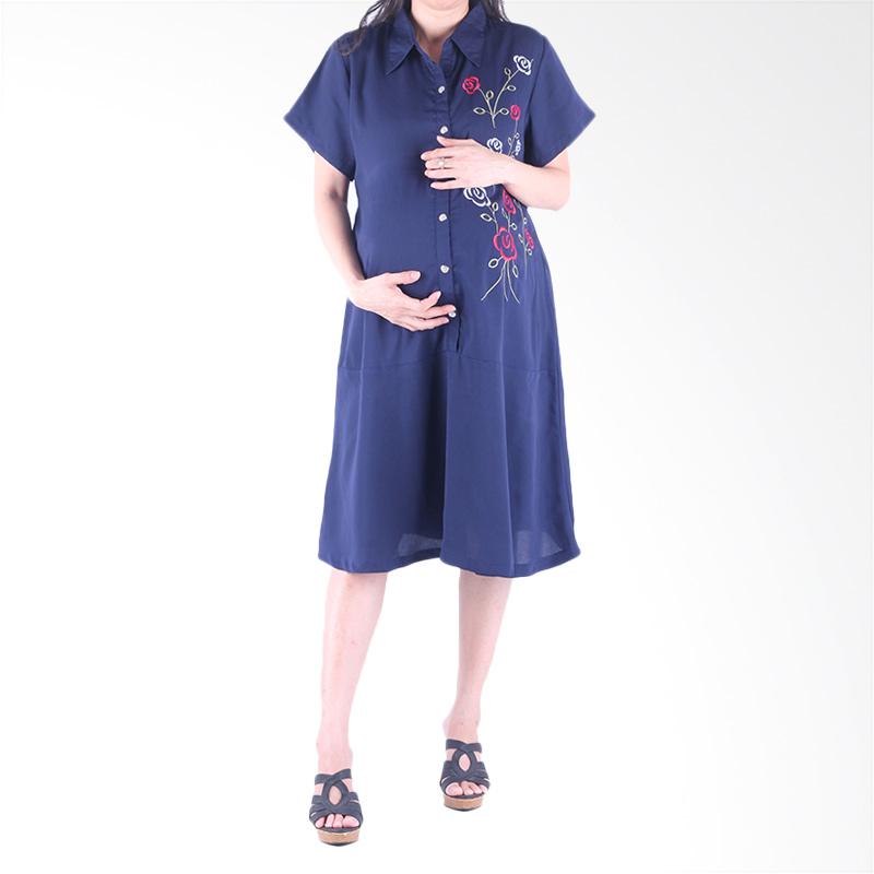 Jual HMILL D1404 Dress Ibu Hamil - Navy Online - Harga