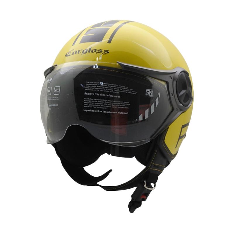 Promo Cargloss YR HC Protect Fitur Kacamata Helm Half Face Yellow