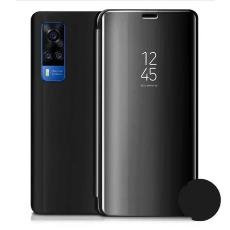 Cover Honor X7 Con Specchio E Clear View: Custodia Flip A Libro Con Supporto, Full Body Protettiva - Nero