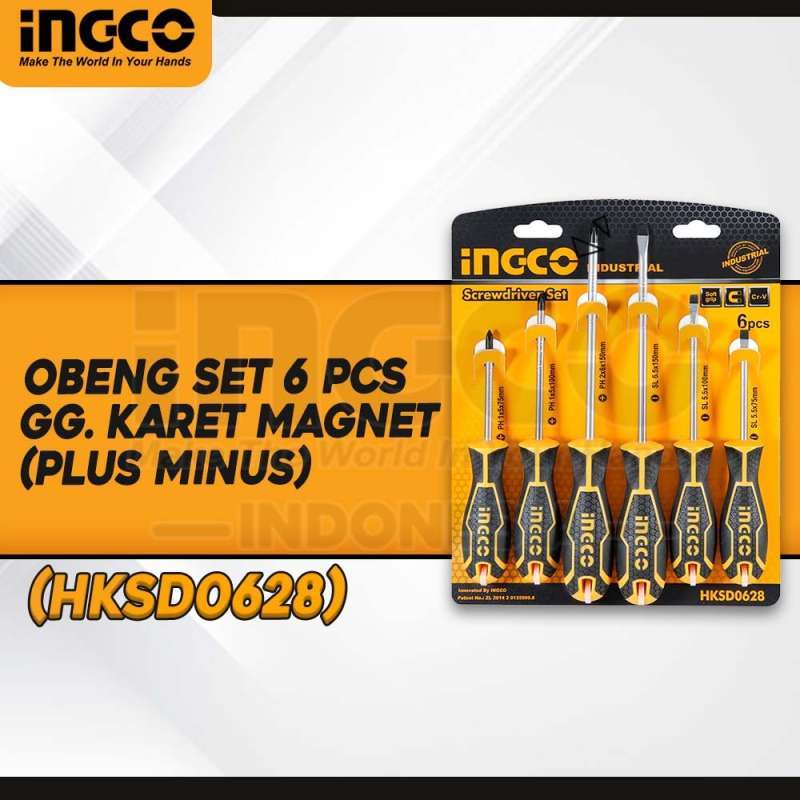 Jual Best Seller Obeng Set 6 Pcs Plus Minus Gagang Karet Magnet ...