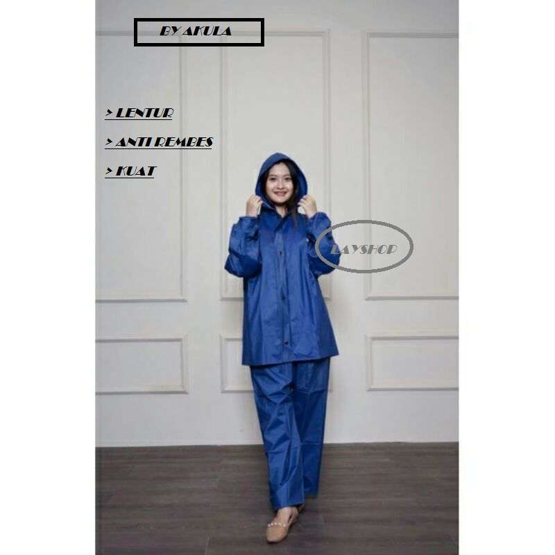 Jual Jas Hujan Setelan Pria Wanita Jaket Celana Merk AKULA Anti Rembes