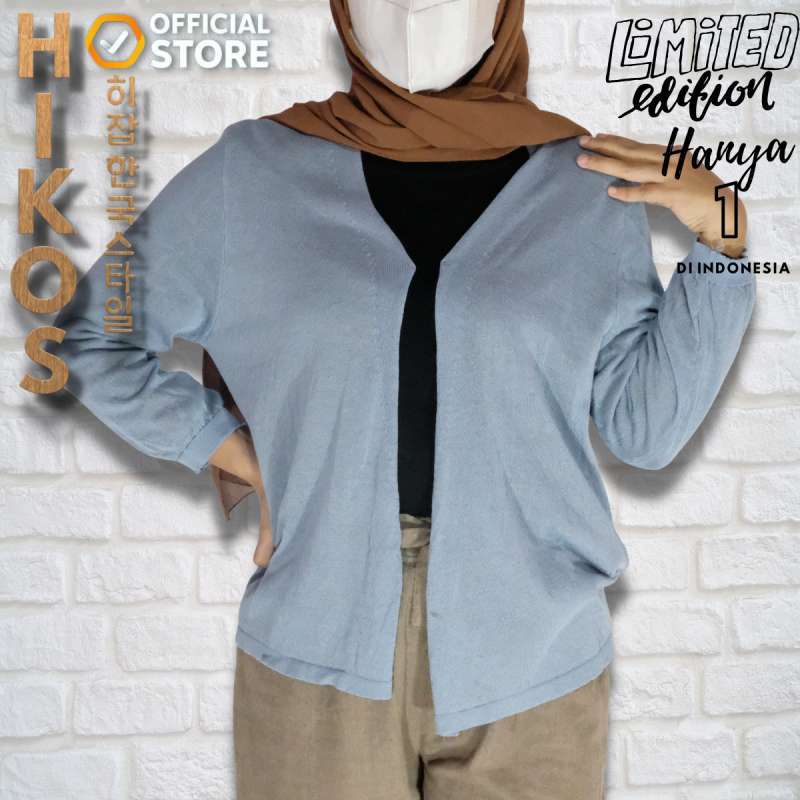 Promo HIKOS íì¡ íêµ­ ì¤íì¼ Hijabers Korean Style Cardigan Warna Biru Muda
