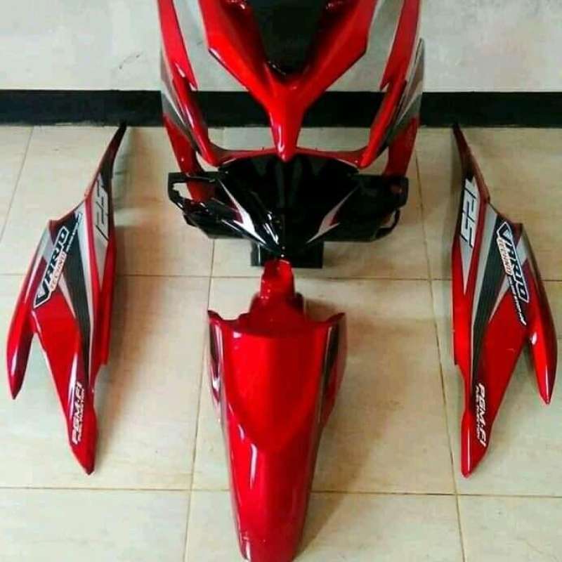 Jual Cover body halus honda vario 125 old merah hitam - Putih di Seller